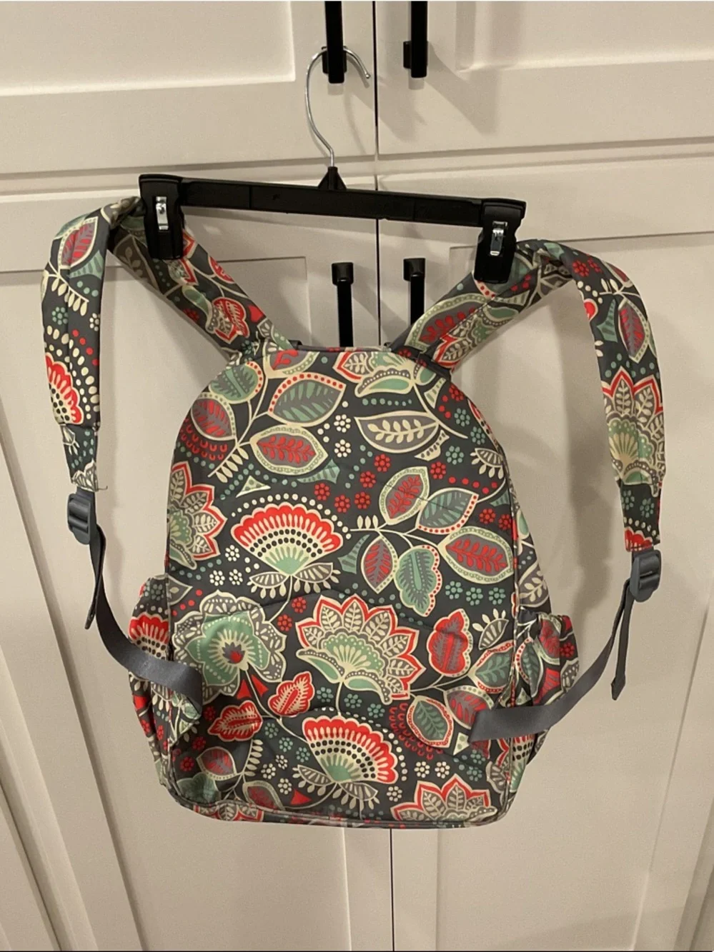Vera Bradley Floral Backpack in Gray, Red, Green